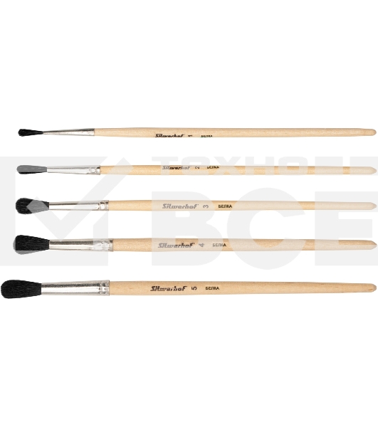 Набор кистей Silwerhof Color белка имитация (набор 5шт) круглая №1-5, деревянная ручка