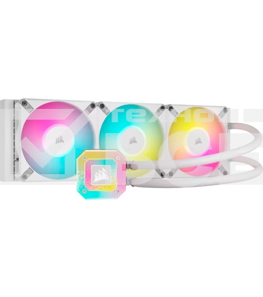 Система жидкостного охлаждения Water Cooling System Corsair iCUE H150i ELITE CAPELLIX XT (360мм, белый, RGb/Fans: 3x120мм, 65.57CFM, 37dBA, 2100RPM/Rad thickness 27мм/S: 1851, 1700, 1200, 115X, AM5, AM4)