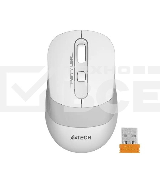 Мышь беспроводная A4Tech Fstyler FG10 белый/серый, 2000 dpi, радиоканал, USB, кнопки - 4