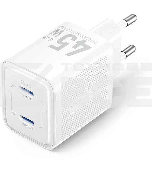 Сетевое зарядное устройство Vention на 2 порт USB С+C GaN 45W  белый