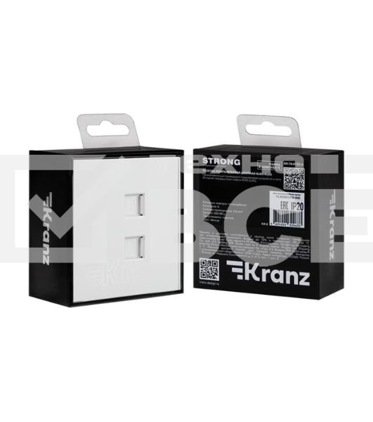 Розетка Kranz STRONG компьютерная двойная RJ45+RJ45 кат6 с/у жемчуг