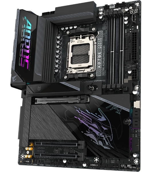 Материнская плата Gigabyte X870E AORUS PRO X3D, AM5, AMD X870E, 4xDDR5, 4xSATA, 4xM.2, 1xPCIe 5.0 x16, 1xPCIe 4.0 x16, 1xPCIe 3.0 x16, 1xHDMI, 1x5Gb LAN, Wi-Fi 7, Bluetooth 5.4, 2xUSB-C 40Gbps (USB4), 2xUSB-C 10Gbps, 5xUSB-A 10Gbps, 3xUSB-A 5Gbps, 3x3.5 мм + S/PDIF оптический, 7.1, чёрный, ATX