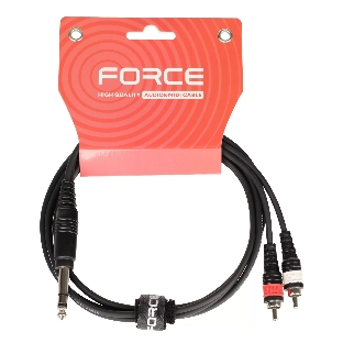 Кабель аудио FORCE FLC-27/1.51/4' TRS Jack (M) - 2xRCA (M), стерео, используется для коммутации аудио устройств, диаметр кабеля 4,8 мм, длина 1,5 м
