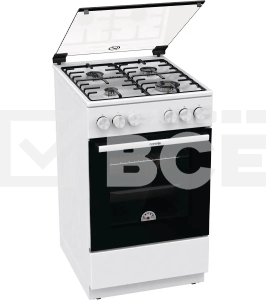 Плита газовая Gorenje GG5A10WH белый, конфорок 4 газовых, духовка 70 л, 50 см x 85 см x 59.4 см