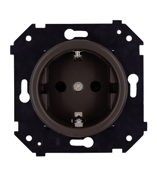 Розетка с/з (скрытый монтаж) Bironi Шедель Бриз коричневый матовый