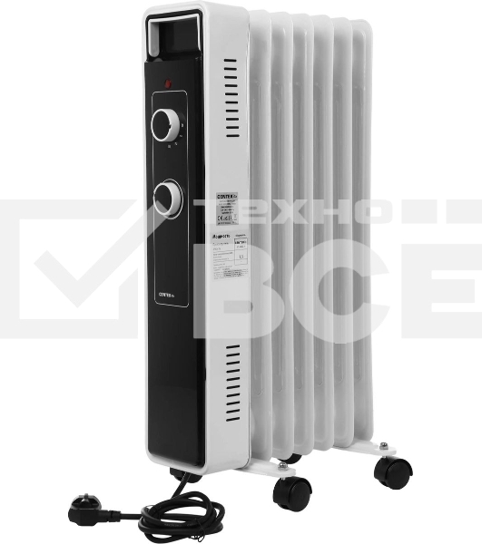 Масляный обогреватель Centek CT-6222-7 (7 секций) белый, 600/900/1500 Вт, 15 м2, 3 режима, термостат