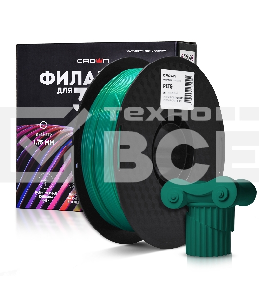 Филамент Crown Micro CM-FILPETG017G PETG 1.75 1кг тёмно-зелёный