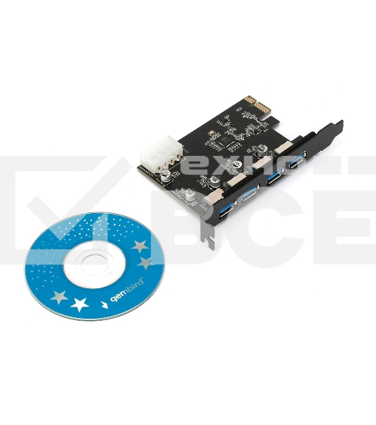 Контроллер USB 3.0 Gembird SPCR-04 в разъем PCI-e, 4xUSB-A