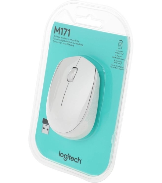 Мышь беспроводная Logitech M171 белый, 1000 dpi, радиоканал, USB, кнопки - 3