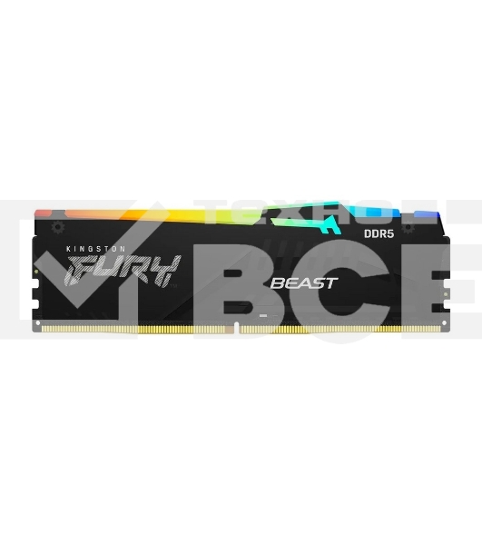 Оперативная память Kingston Fury Beast, DDR5, 8GB (1x8GB), 6000MHz, CL36, с радиатором, RGB, черный