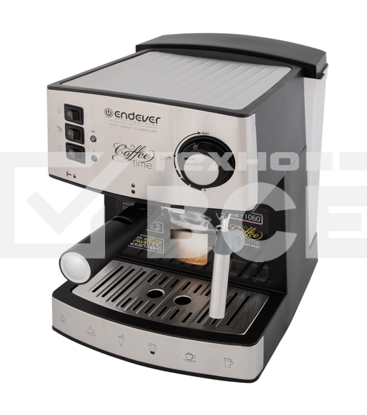 Кофеварка рожковая Endever Costa-1060 черный/стальной, исп. кофе - молотый, 1.6 л, 1000 Вт, 20 бар