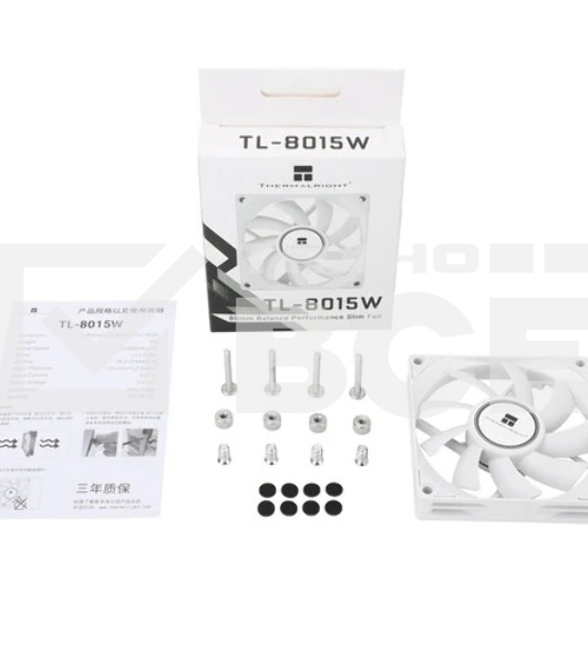 Вентилятор корпусный Thermalright TL-8015W (80x80x15mm, 4-pin PWM, 28.4CFM, 23.3dBA, 2200RPM, White)