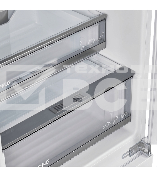 Встраиваемый холодильник Maunfeld MBF17754NFWHGR LUX Inverter белый двухкамерный 179/66 л морозилка снизу, NoFrost