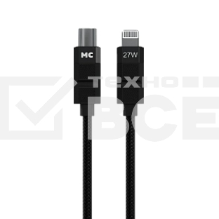 Дата-кабель MORE CHOICE (4620202555069) K87ia 2м USB 3.0A PD 27W для Lightning ng 8-pin Type-C - 2м, черный