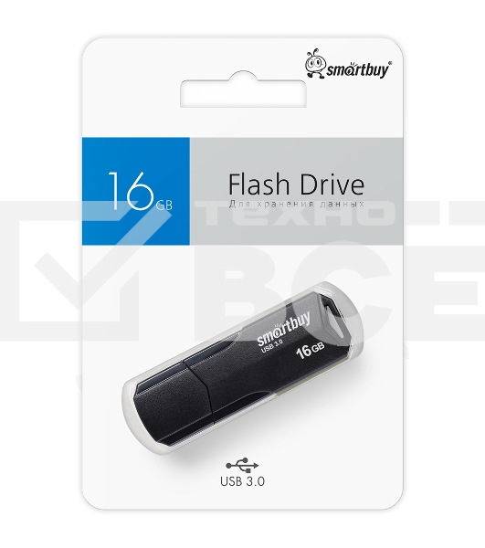 Флешка USB Smartbuy R/W (SB16 GbCLU-K3) UFD 3.0/3.1 016 Gb,CLUE черный
