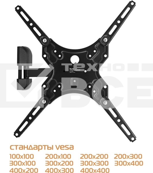 Кронштейн для телевизора Buro MF1 черный 13'-60' макс.25кг настенный поворот и наклон