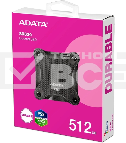 Внешний SSD ADATA SD620, 512Gb, USB 3.2 Gen 2 Type-A, R/W 520/460, черный