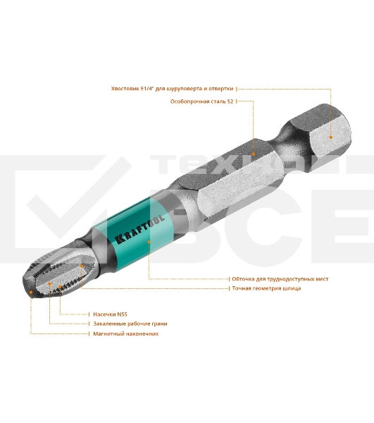 Биты KRAFTOOL Optimum Line, PH3, 50 мм, тип хвостовика E 1/4