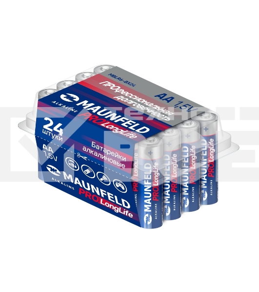 Батарейки Maunfeld PRO Long Life Alkaline AA (LR6) MBLR6-BX24, бокс 24 шт., 1.5 В