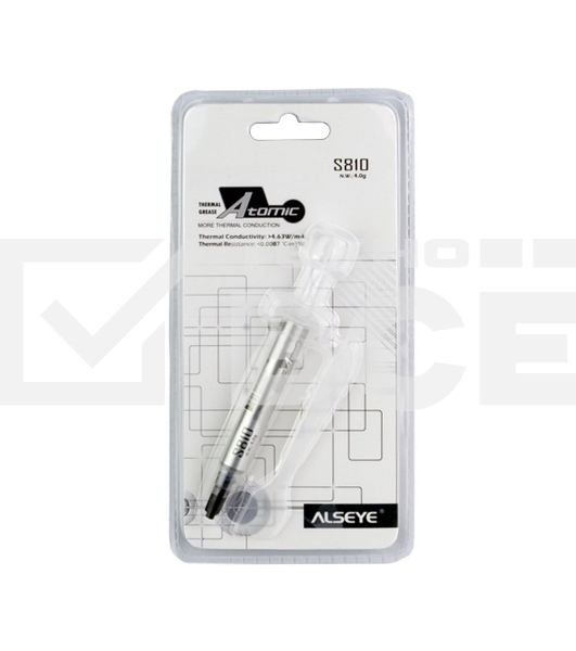 Термопаста ALSEYE S-810 Color: Grey Thermal Conductivity: >;4.63 W/m-K Thermal Impdedance: <;0.0087 ℃-in2/W Specific Gravity: >;3.15 Viscosity: 12500 Thixotropic Index: 280 ±10 1/10mm Moment Beared Temperature: -50-300℃ Operation Temperture: -30-280℃; sil