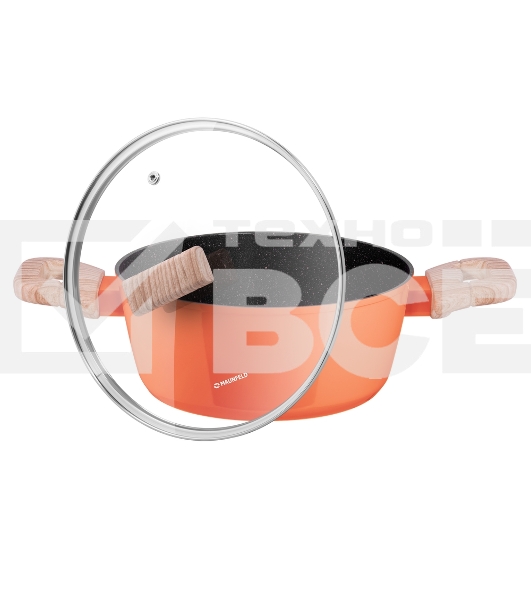 Кастрюля Maunfeld MARTA MCS22FA06CL из кованого алюминия со стеклянной крышкой, 20 см, 2,2 л.