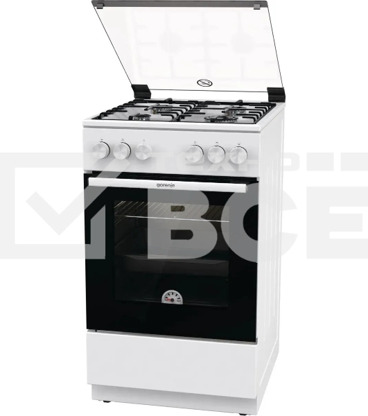 Плита газовая Gorenje GG5A10WH белый, конфорок 4 газовых, духовка 70 л, 50 см x 85 см x 59.4 см