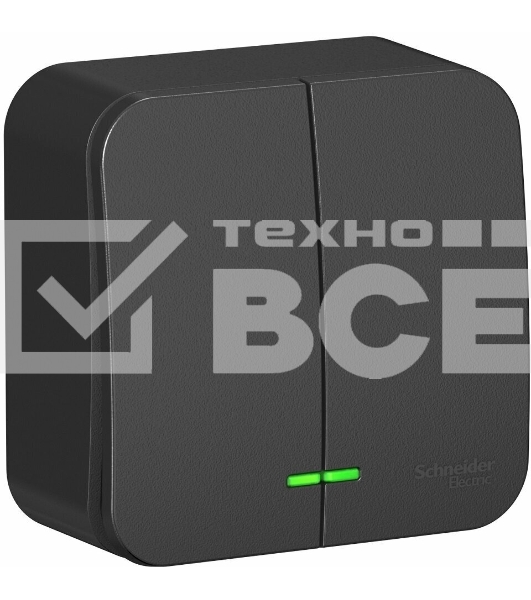 Выключатель 2-кл. ОП Blanca 10А IP20 (сх. 5) 250В с подсветкой с изолир. пластиной антрацит SchE BLNVA105116