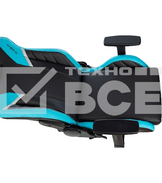 Кресло игровое Knight Thunder 5X черный/голубой эко.кожа крестов. металл