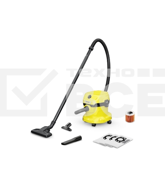 Строительный пылесос Karcher WD 2 Plus V-12/6/18/C Home 1000Вт (уборка: сухая) желтый
