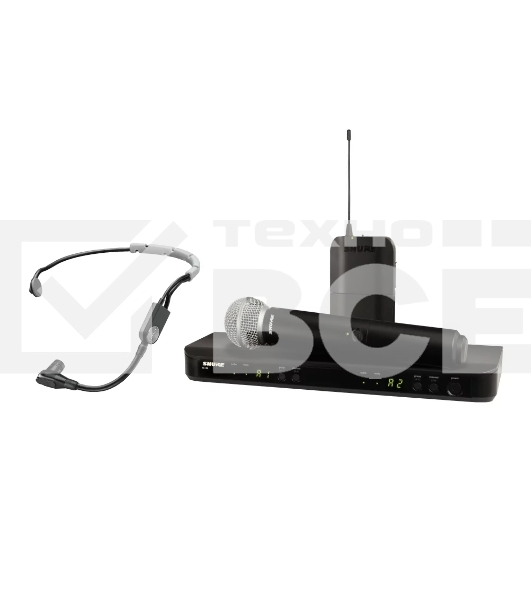 Микрофонная система SHURE BLX1288E/SM35-M17 беспроводная, двухканальная, с головным микрофоном SM35 и ручным передатчиком SM58, частота UHF 662-686 МГц