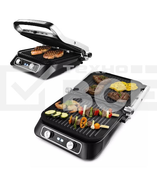 Гриль электрический KITFORT KT-1652 черный/серый, 2100 Вт