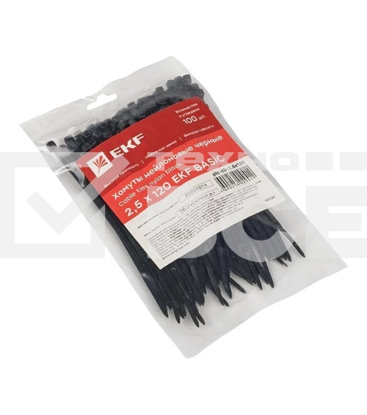 Хомут кабельный 2.5х120 нейл. черный (уп. 100 шт) EKF plc-cb-2.5x120