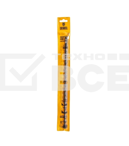 Бур по бетону Denzel двойная спираль, Cobalt W-tip, 12x310 мм, SDS PLUS