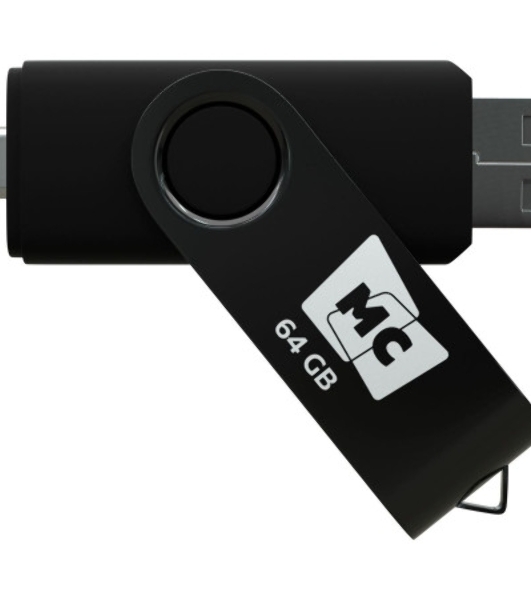Флешка USB MORE CHOICE МФ64а Black (4620202559081), 64GB, USB 2.0/Type-C, R/W 15/5, черный