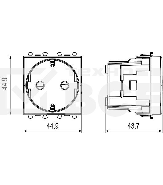 Розетка DKC Avanti 4404002 1-м 2 модуля, 