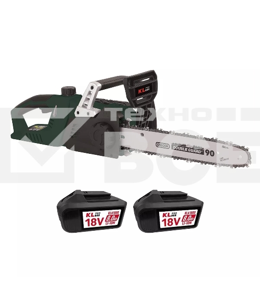 Профессиональная аккумуляторная цепная пила KLPRO KLBOM36B-80 (36В (2x18В), Li-ion-2шт 8,0А·ч, ЗУ 4,5А 7000об/мин, 14”)