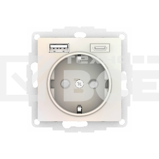 Розетка 16А с USB A+C (5В/2,4А/3 А, 2х5В/1,5А), мех SE AtlasDesign жемчуг