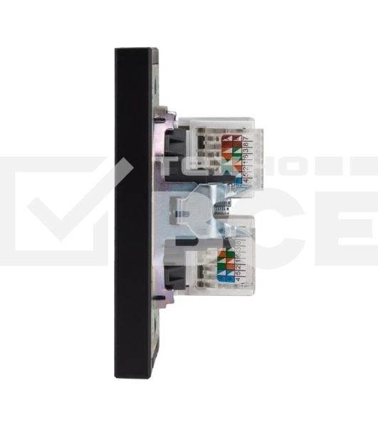 Розетка Kranz STRONG компьютерная двойная RJ45+RJ45 кат6 с/у антрацит