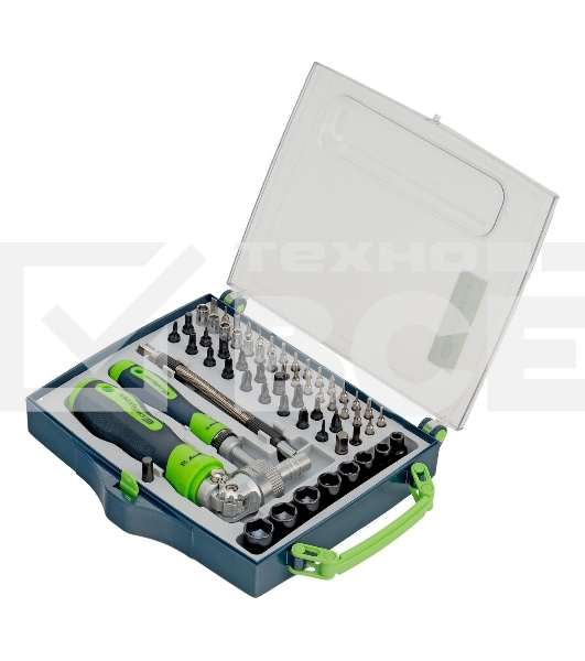 Набор отверток Сибртех отвертки реверсиные с набором бит торцевых головок 61 предметов crv