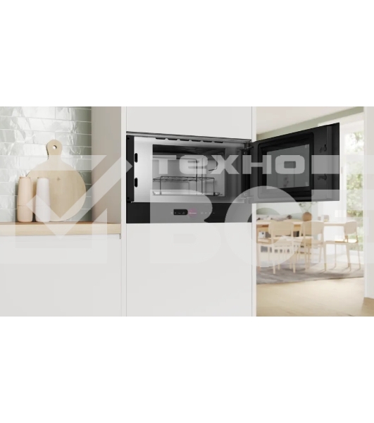 Встраиваемая микроволновая печь Bosch BER7321B1 900Вт, 5 режимов, кварцевый гриль,инвертер, 21 л, черный, петли справа