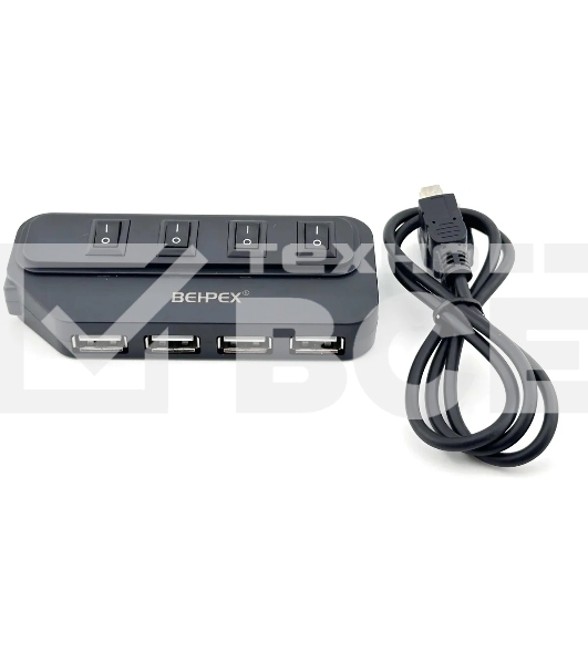 Разветвитель USB 2.0 BPH-1907 4порт. черный