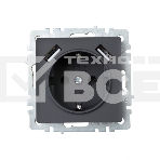Розетка 1-местная IEK BRITE РЮш10-1-БрГ с заземлением, с защитными шторками, 16А, с USB A+A 5В 2,1А, графит, фото4