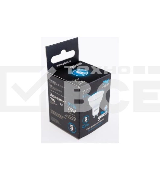 Лампа светодиодная GAUSS MR16 7W 630lm 6500K GU10 LED