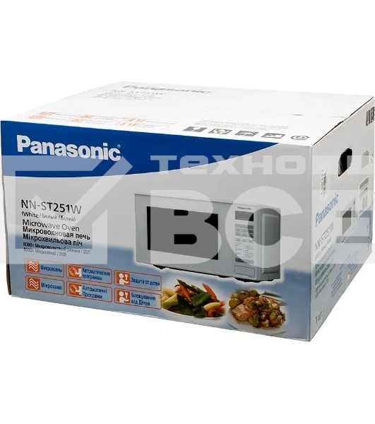 Микроволновая печь Panasonic NN-ST251WZPE белый, 20 л, 800 Вт, переключатели - сенсор