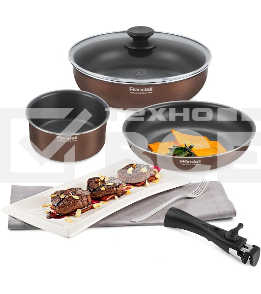 Набор посуды Rondell Kortado RDA-1788 3 предм. (сковорода 24х5 см, сковорода 28х5,5 см, съемная ручка)