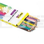 Карандаши цветные Silwerhof Create 3мм, шестигранный профиль, пластик, ассорти, 12 цветов, коробка с европодвесом ластик, фото3