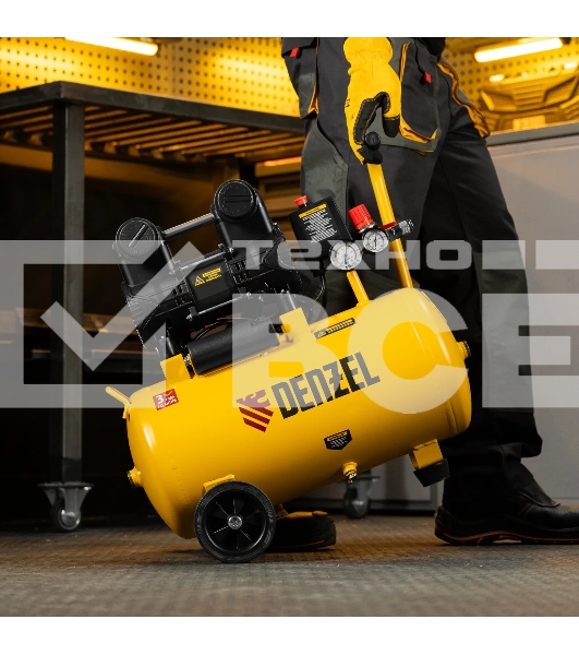 Компрессор безмасл. малошумный Denzel DLP-950/24, 950 Вт, 24 л, 2850 об/мин, 170 л/мин