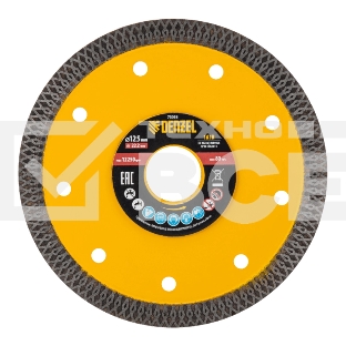 Диск алмазный отрезной Denzel 125 х 22,2мм, сплошной, супертонкий, горячий пресс, сухой/мокрый рез