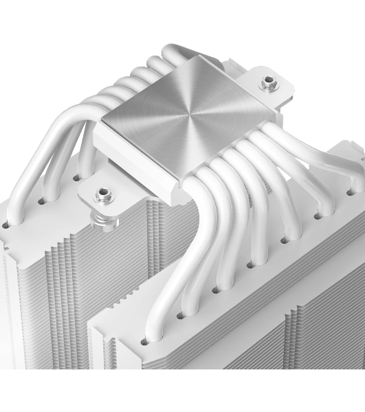 Кулер для процессора Thermalright Royal Pretor 130 Ultra White (4-pin PWM, 158mm, Ni/Cu, 7x6mm, 1x120mm ARGB +1x130mm, 69CFM/81.88CFM, 27dBA/28.3dBA, 2150RPM/1750RPM, S: 1200, 1700, 1851, 115X, 2011, 2066, AM4, AM5, white)