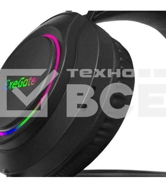 Гарнитура Exegate Cosmos HS-702GL чёрный, проводная, USB, виртуальный звук 7.1, подсветка